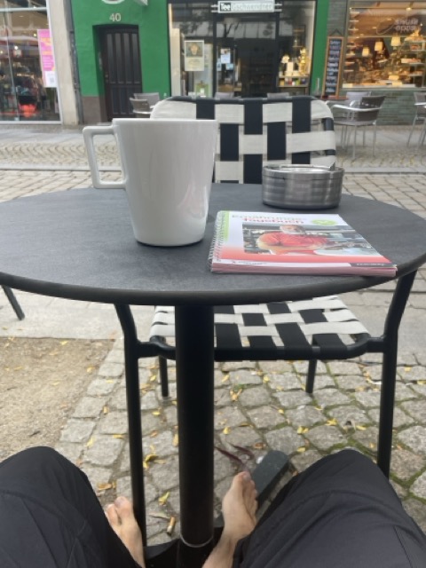 Sitting in the cafe in Hildesheim