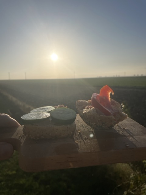 Eating on the balcony