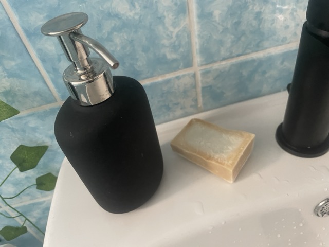 Using solid soap instead of liquid soap